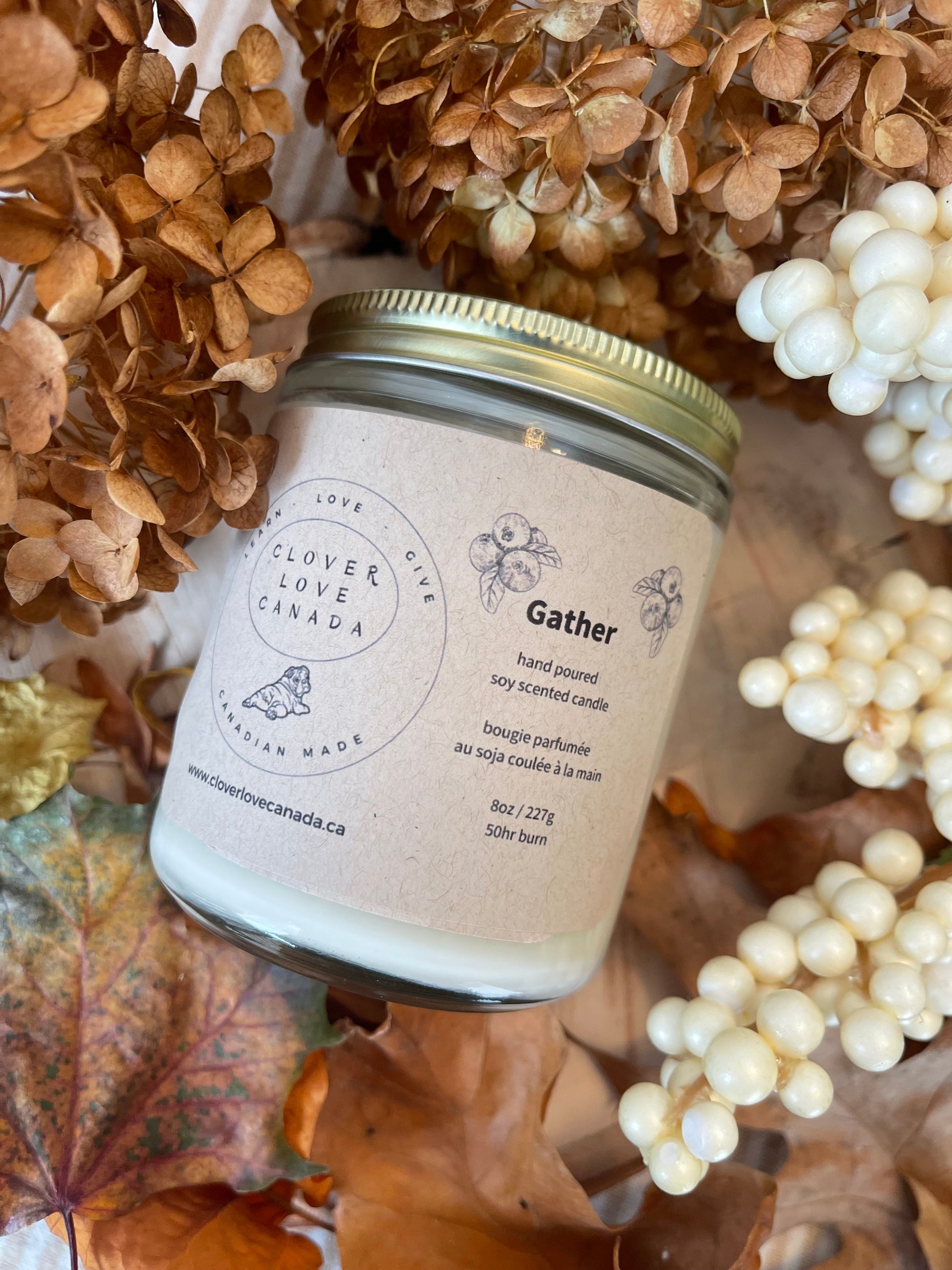 hand poured soy wax candle fragrance Gather 8 oz