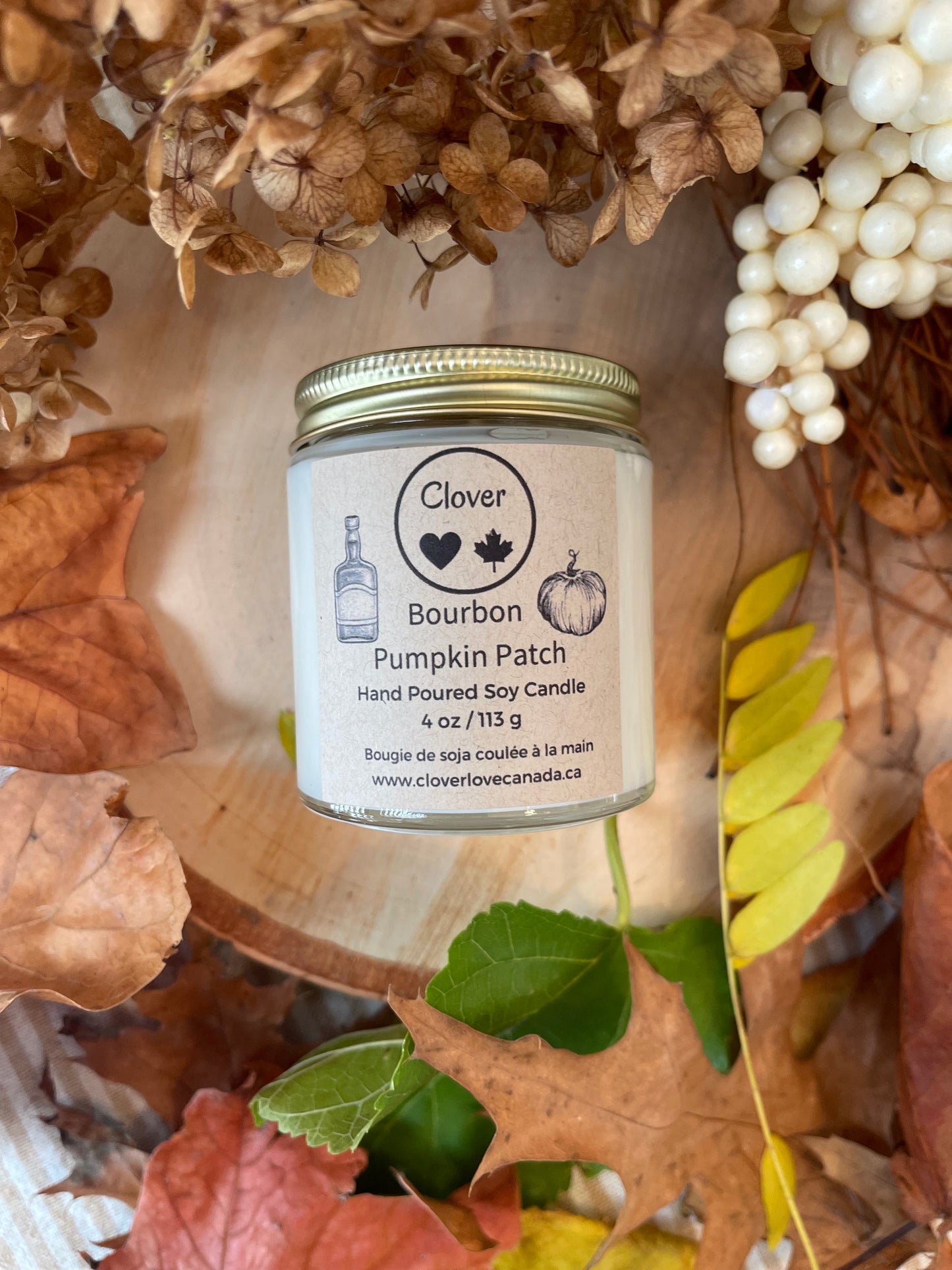 Bourbon Pumpkin Patch Hand Poured Soy Scented Candle 4 oz