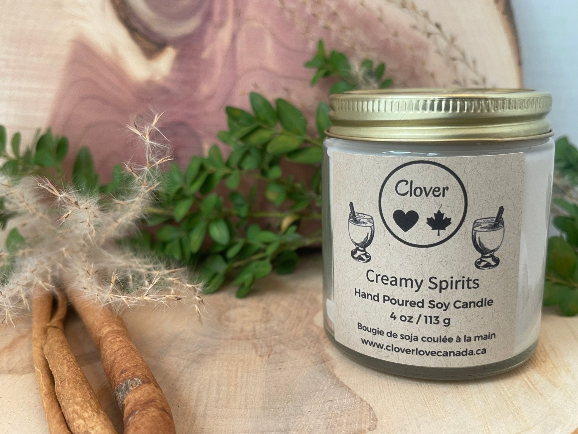 hand poured soy wax candle fragrance Creamy Spirits 4 oz