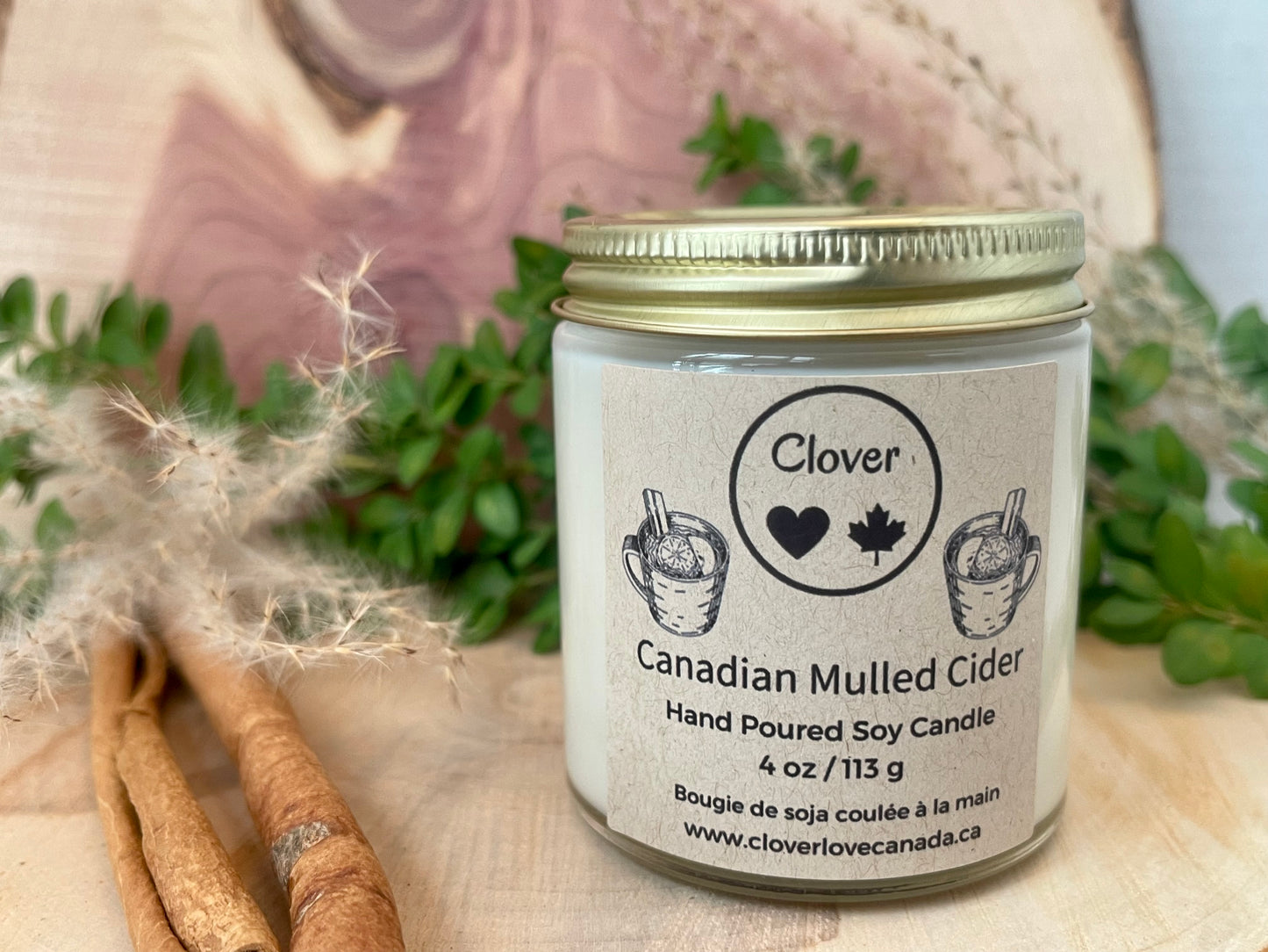 Canadian Mulled Cider hand poured soy scented candle 4oz
