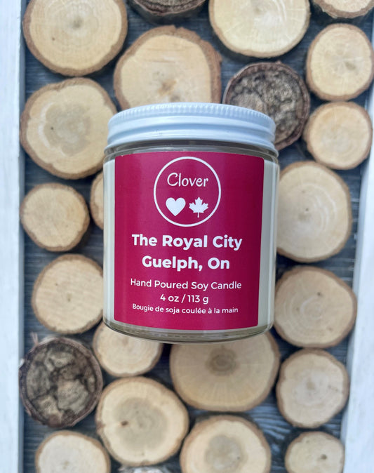 Guelph Ontario hand poured soy scented wax candle fragrance The Royal City 4 oz
